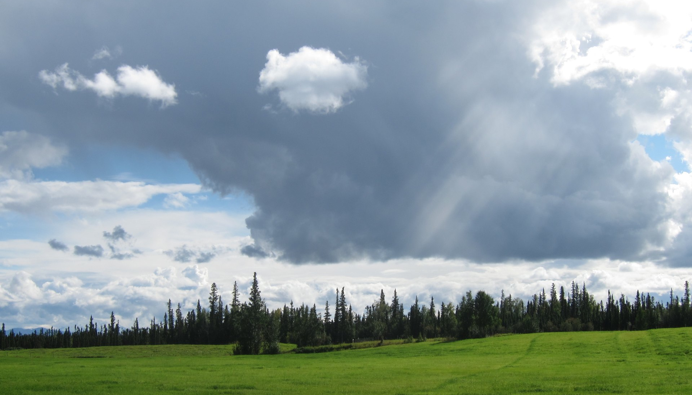 Picture of light shining through clouds